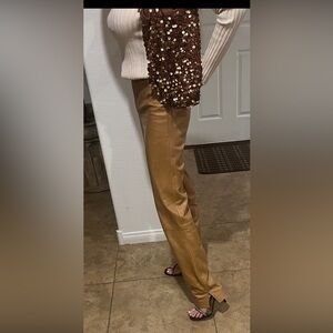 Lafayette 148 New York 100% Leather Cur-Size 6-High End Designer Lambskin pants